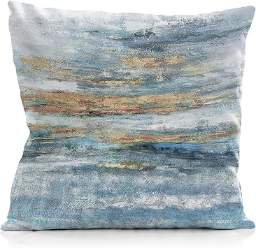Nav Blue and Gold Pillows Covers 18x18,Decorative Nav Blue Abstract Throw Pillows Covers for Couch,Navy Blue Gold Accent Pillow for Bed, Navy Blue Decor