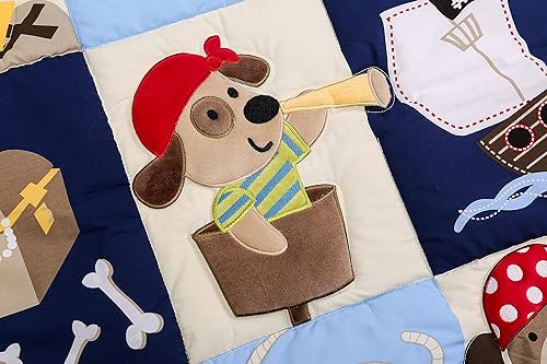 Miniatura 4 de Juego de ropa de cama de cuna de bebé de animales azules para cuna, 8 piezas