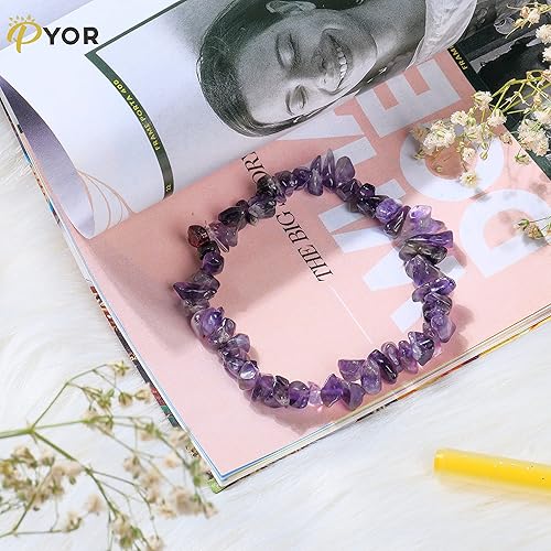 Vista 2 de PYOR Crystal Beads Bracelet Natural Gemstones Chakra Healing Crystals Charm Bracelets Wealth Prosperity Stone Spiritual Gift