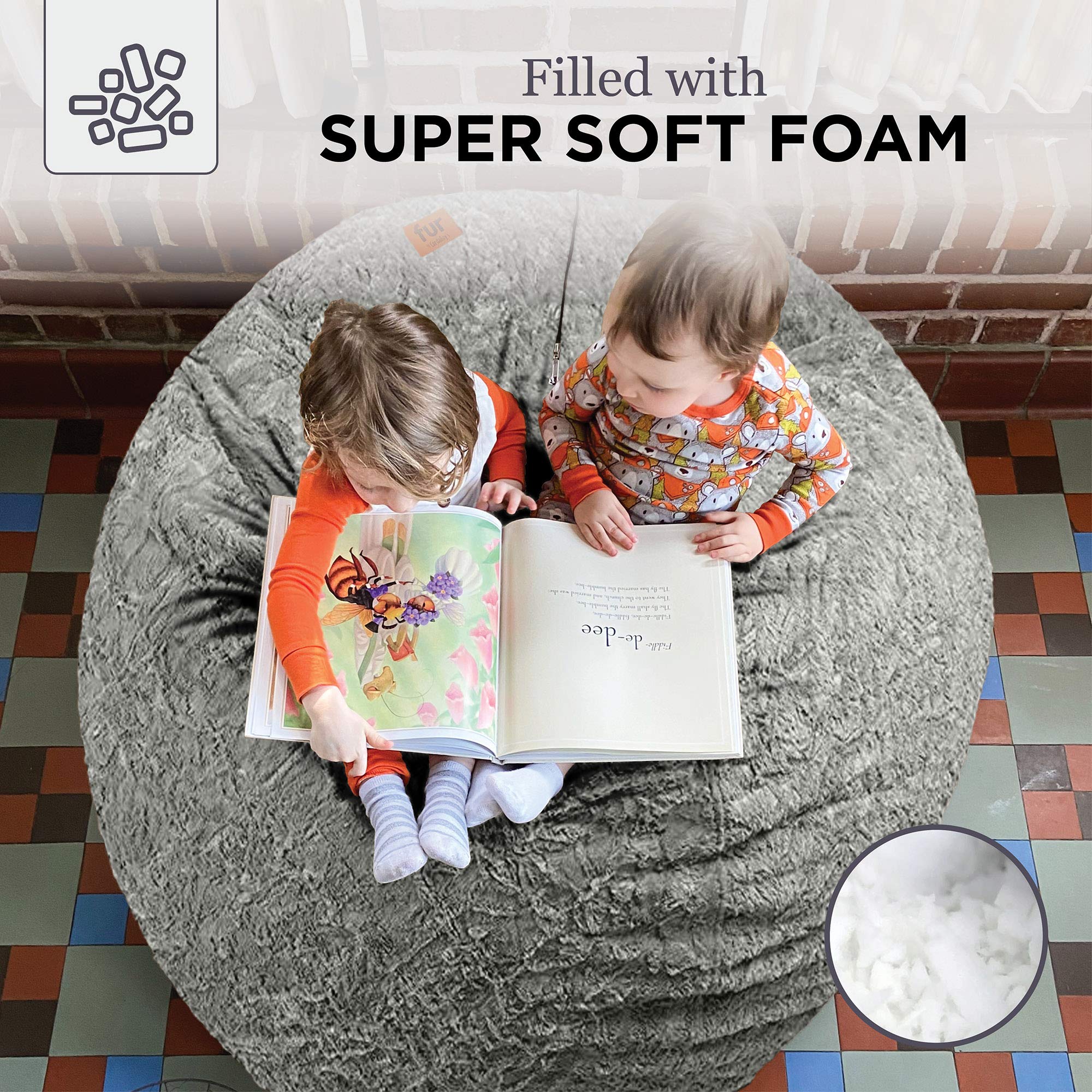 CordaRoy's Faux Fur Bean Bag Chair, Convertible Chair Folds from Bean