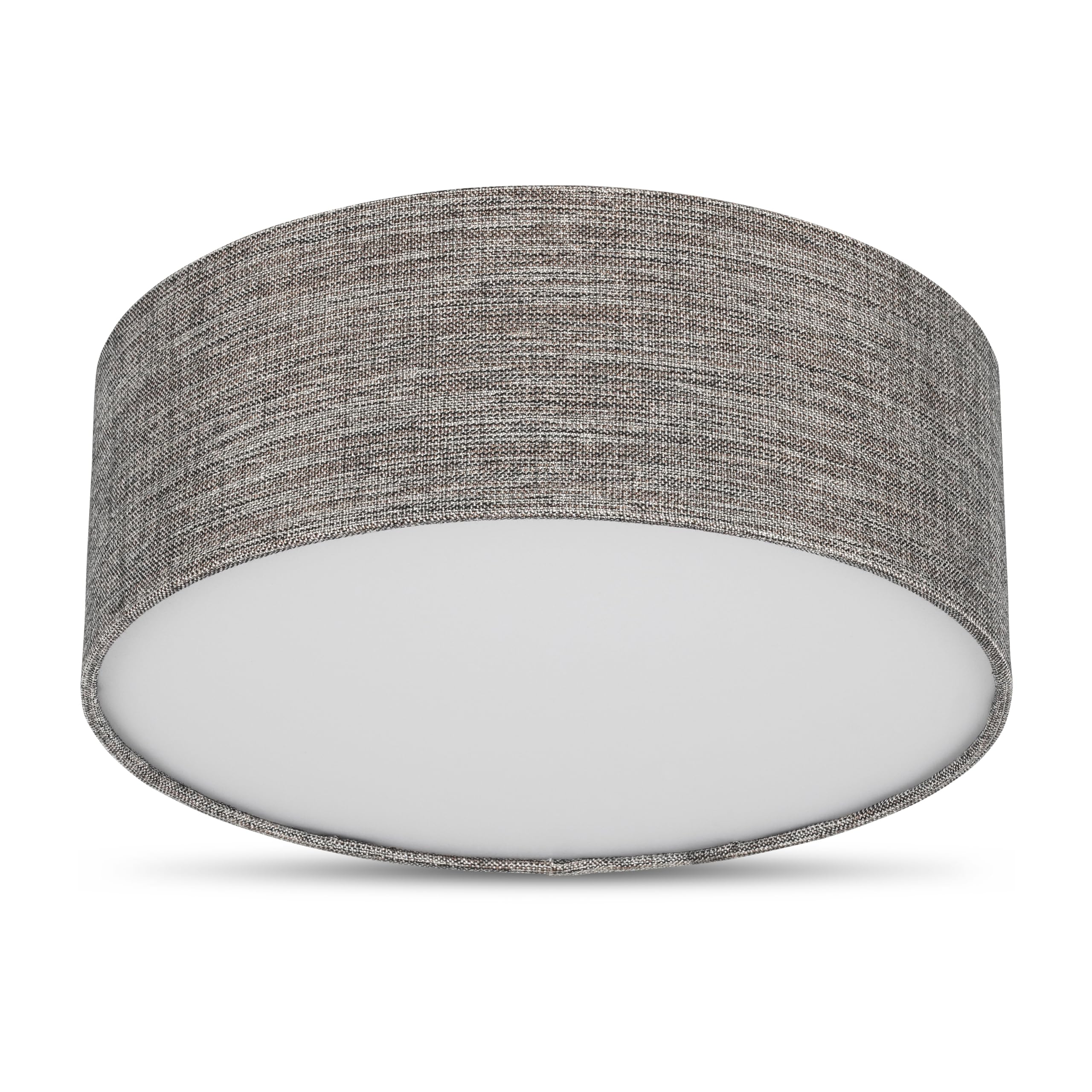 REV Deckenleuchte - Deckenlampe rund 30cm mit Stoff-Lampenschirm im Vintage-Look – ideal für Schlafzimmer & Wohnzimmer, braun-silber