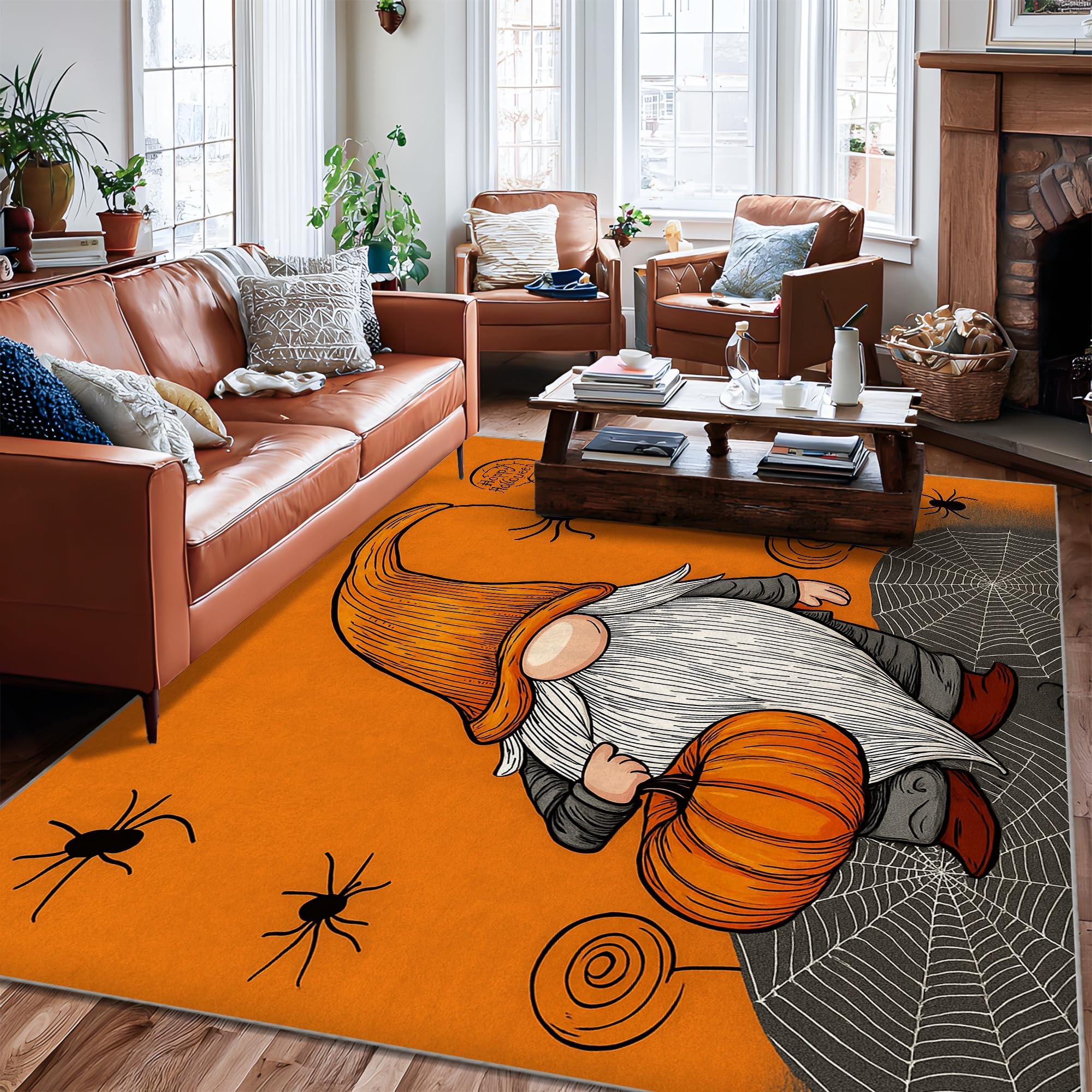 Tapis d'Halloween citrouille orange pour sublimer votre déco de salon