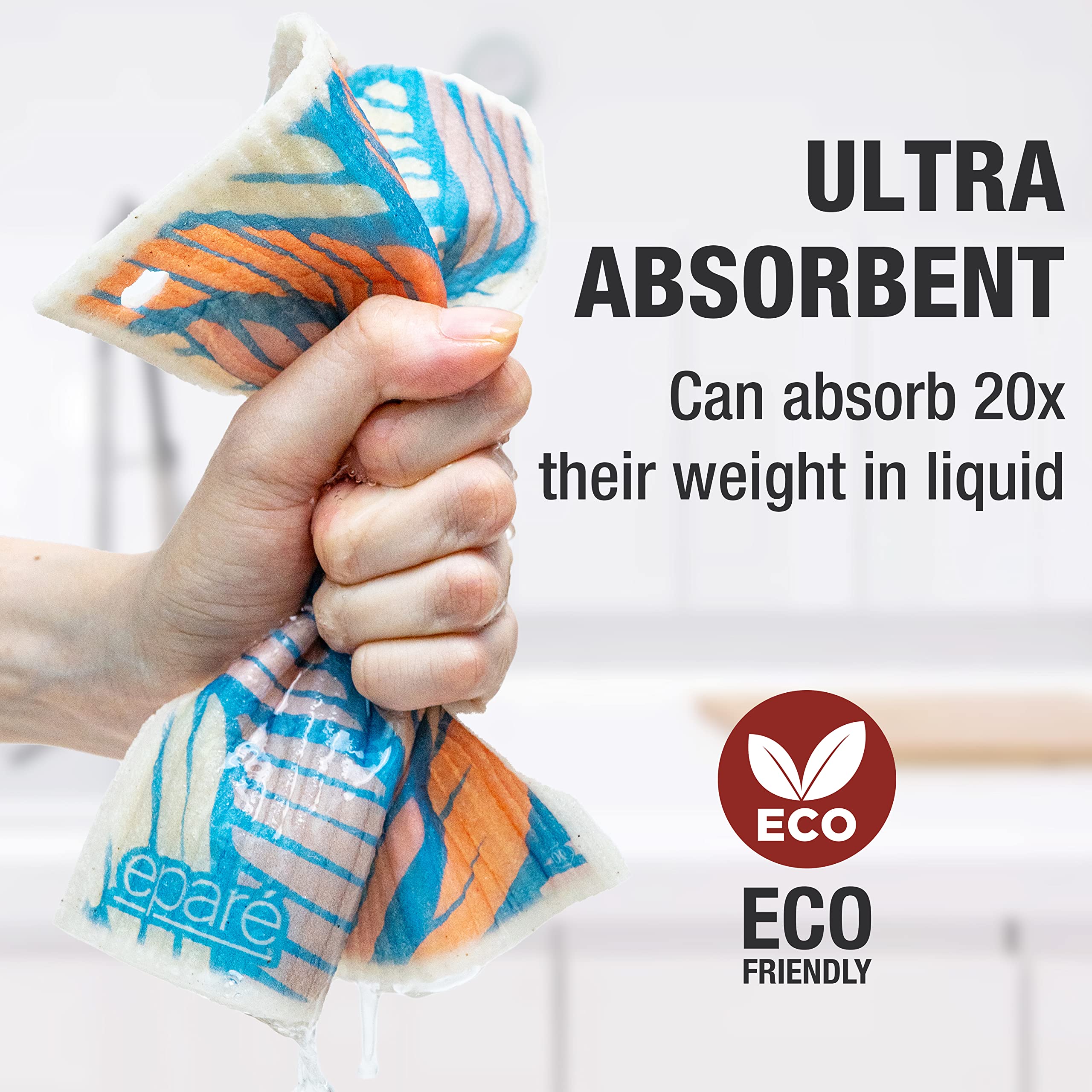 Amazon.com: Eparé 瑞典可重複使用的紙巾,附掛鉤- 4 件組瑞典抹布適用於廚房- 瑞典浴巾和洗碗布無異味: 居家與廚房