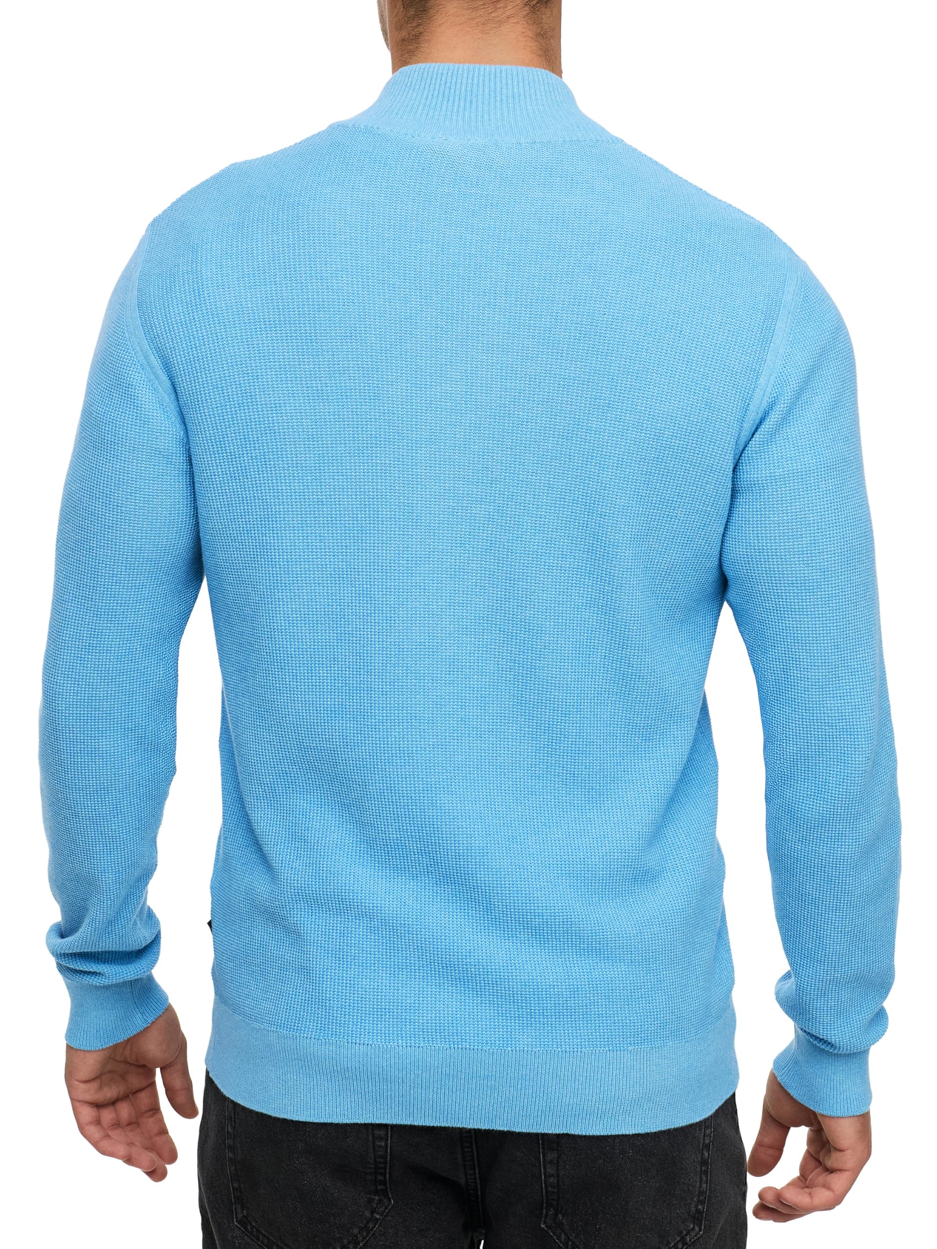 Indicode Herren INBull Strickpullover aus 100% Baumwolle mit Zip-Kragen | Pullover für Männer