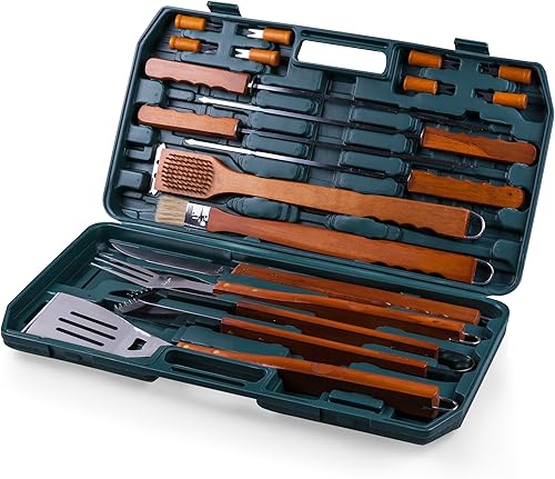 Miniatura 3 de ONIVA - Juego de parrilla de barbacoa de 18 piezas de la marca A Picnic Time, accesorios para barbacoa al aire libre con estuche, herramientas de
