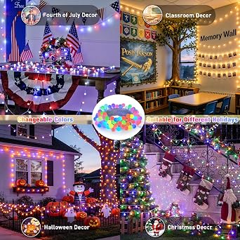 JMEXSUSS Connectable 33ft 100 LED Color Changing String Lights for Bedroom
