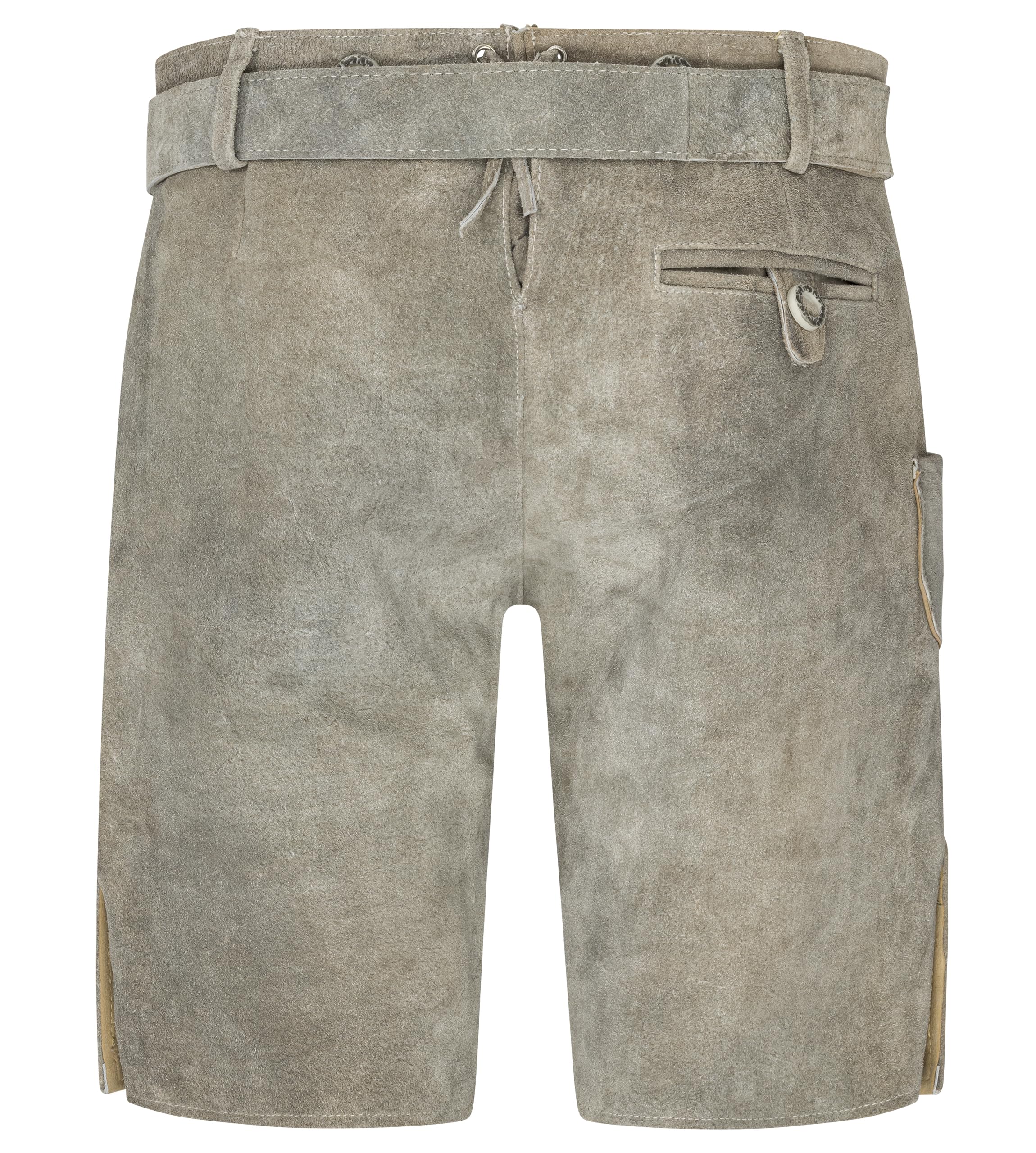 Schöneberger Trachten Couture Herren Lederhose kurz mit Trachtengürtel Bayern, Trachtenlederhose für Oktoberfest, Original Nubuk-Leder, Bergjäger
