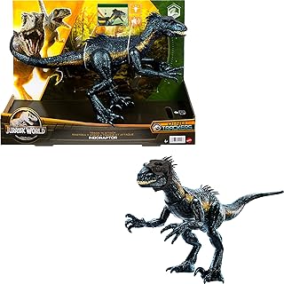 Jurassic World Toys Dinosaur Figure Indoraptor Track N Attack with Tracking Gear & 3 Attack Features, Toy Gift with Physical & Digital Play