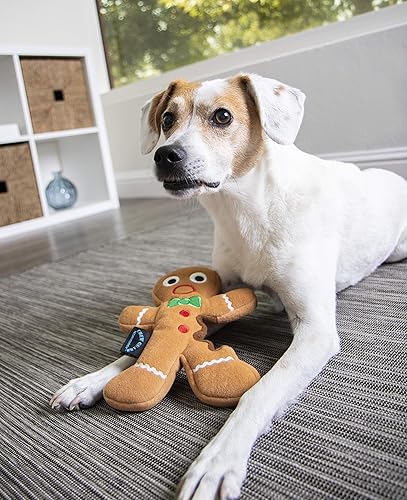 Miniatura 4 de goDog Juguete chirriante de peluche navideño para perro, tecnología Chew Guard, marrón, grande