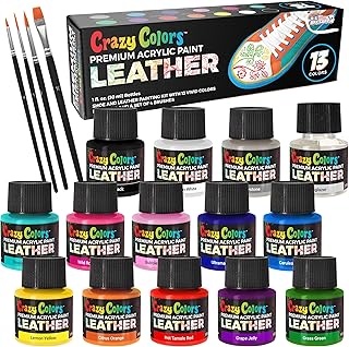 Crazy Colors Premium Acrylic Shoe & Leather Paint Kit 13-Color with 4 Br...