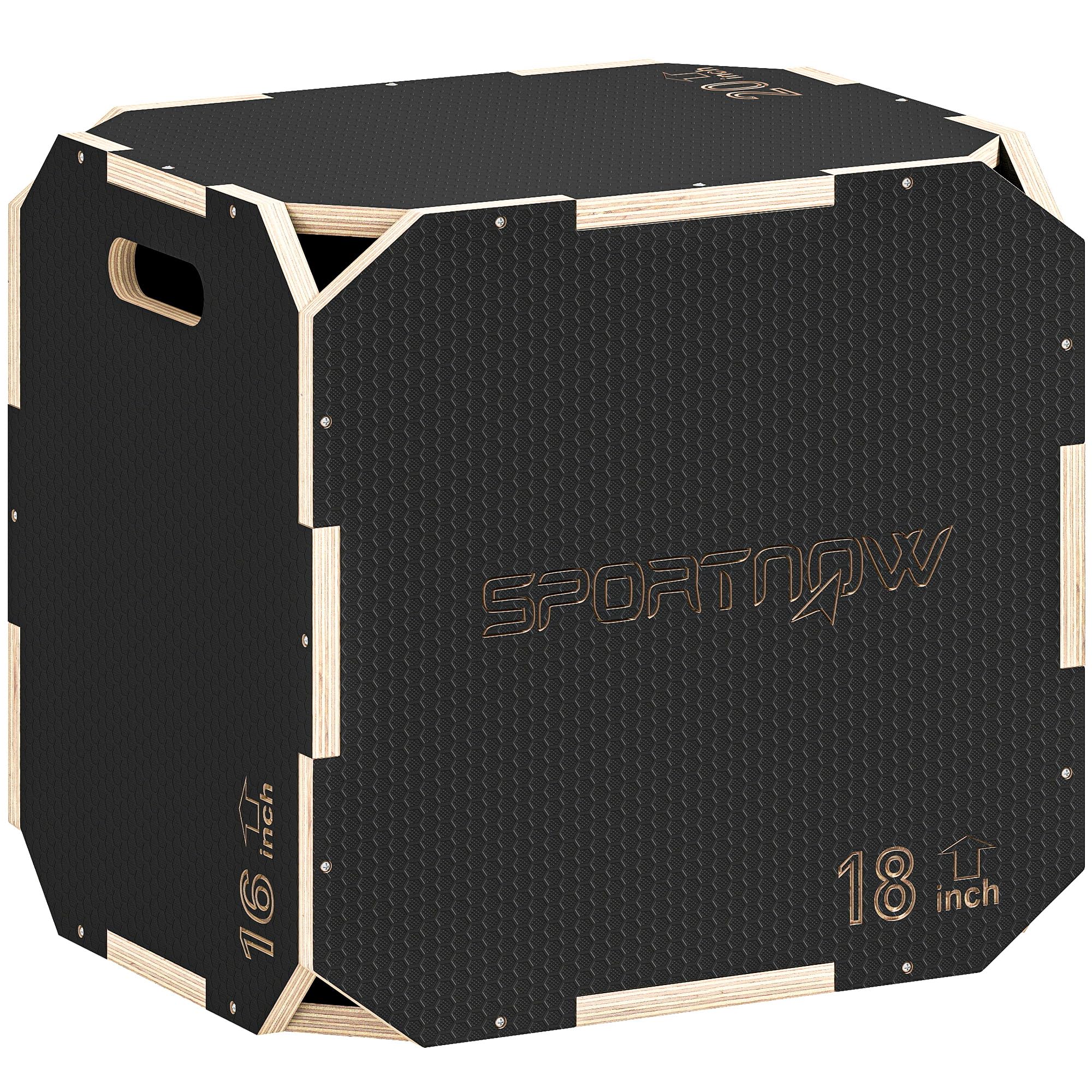 SPORTNOW 3-in-1 Plyo Box Plyometrische Sprungbox mit 3 Sprunghöhen Griffen Kantenfreie Step-Up Jumping Box Plyometric Platform Fitnessgerät für Plyometrisches Training Workout