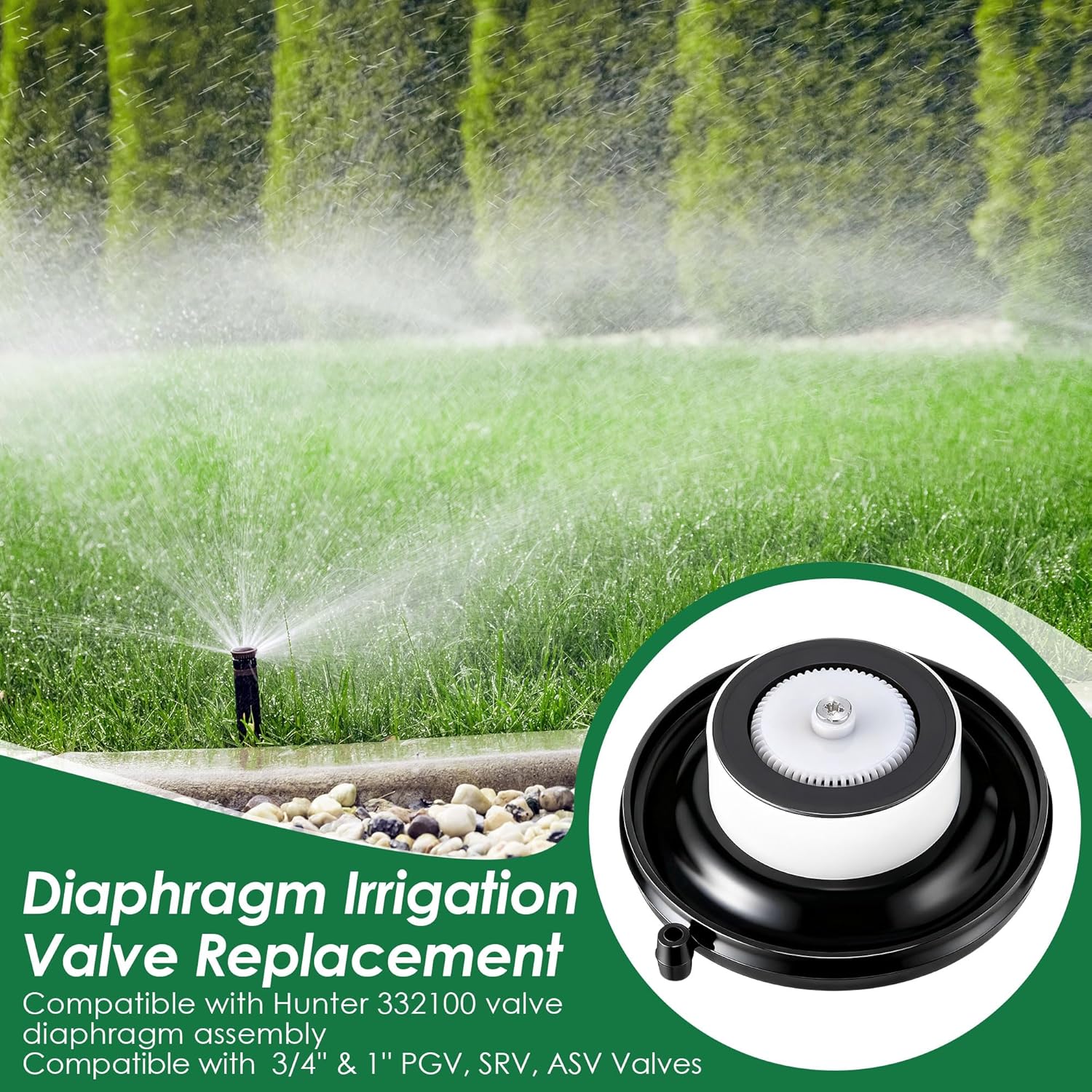 8 Pack 1'' PGV Diaphragm Irrigation Valve Replacement Compatible with Hunter 332100 Diaphragm Repair Assembly Compatible with 3/4'' and 1'' PGV, SRV, ASV Valves, Leak Free Double Beaded Seal