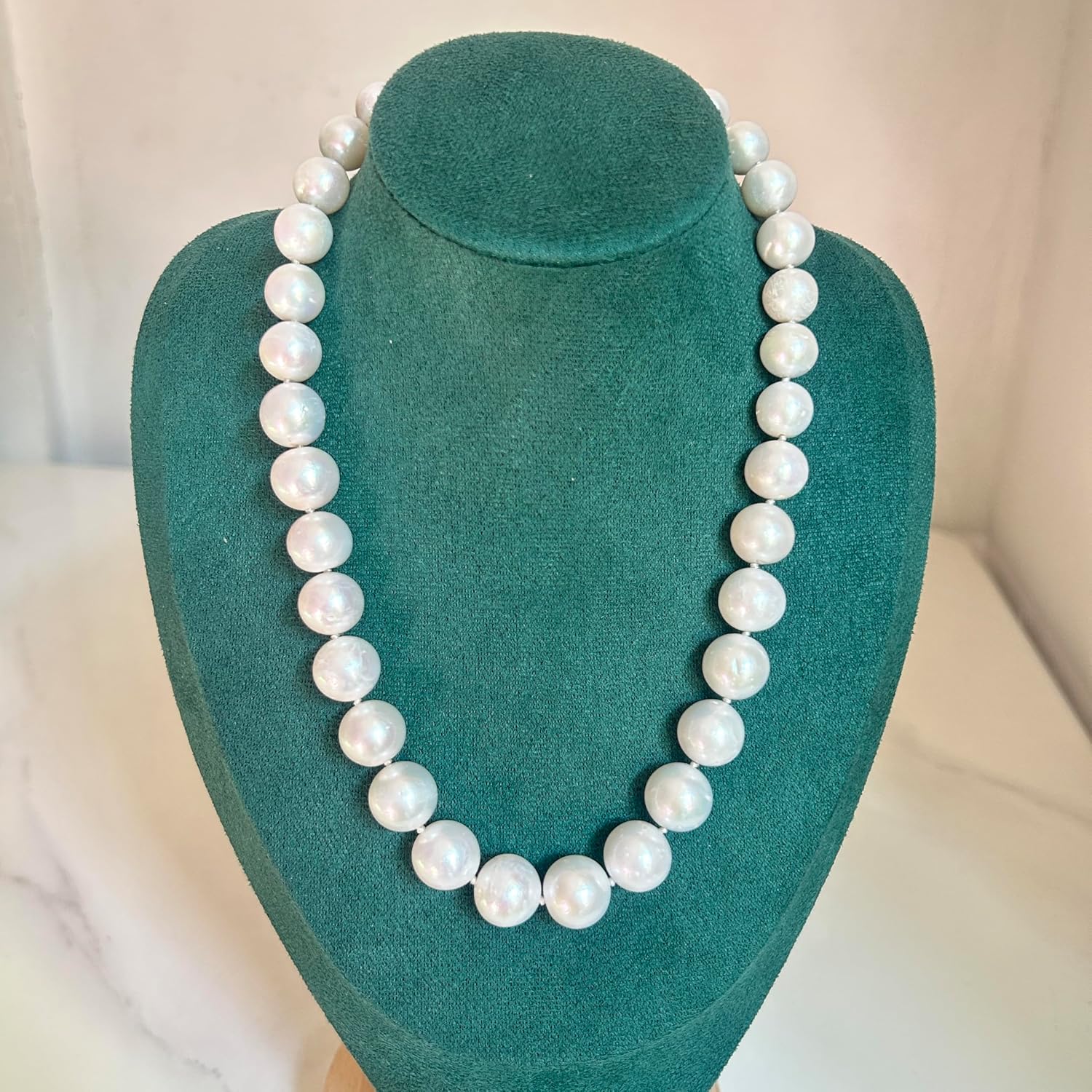 QIDIAN Freshwater Pearl Necklace for Women, White, 11MM-14MM | Natural, S925 Silver Clasp, Anniversary Birthday Gift