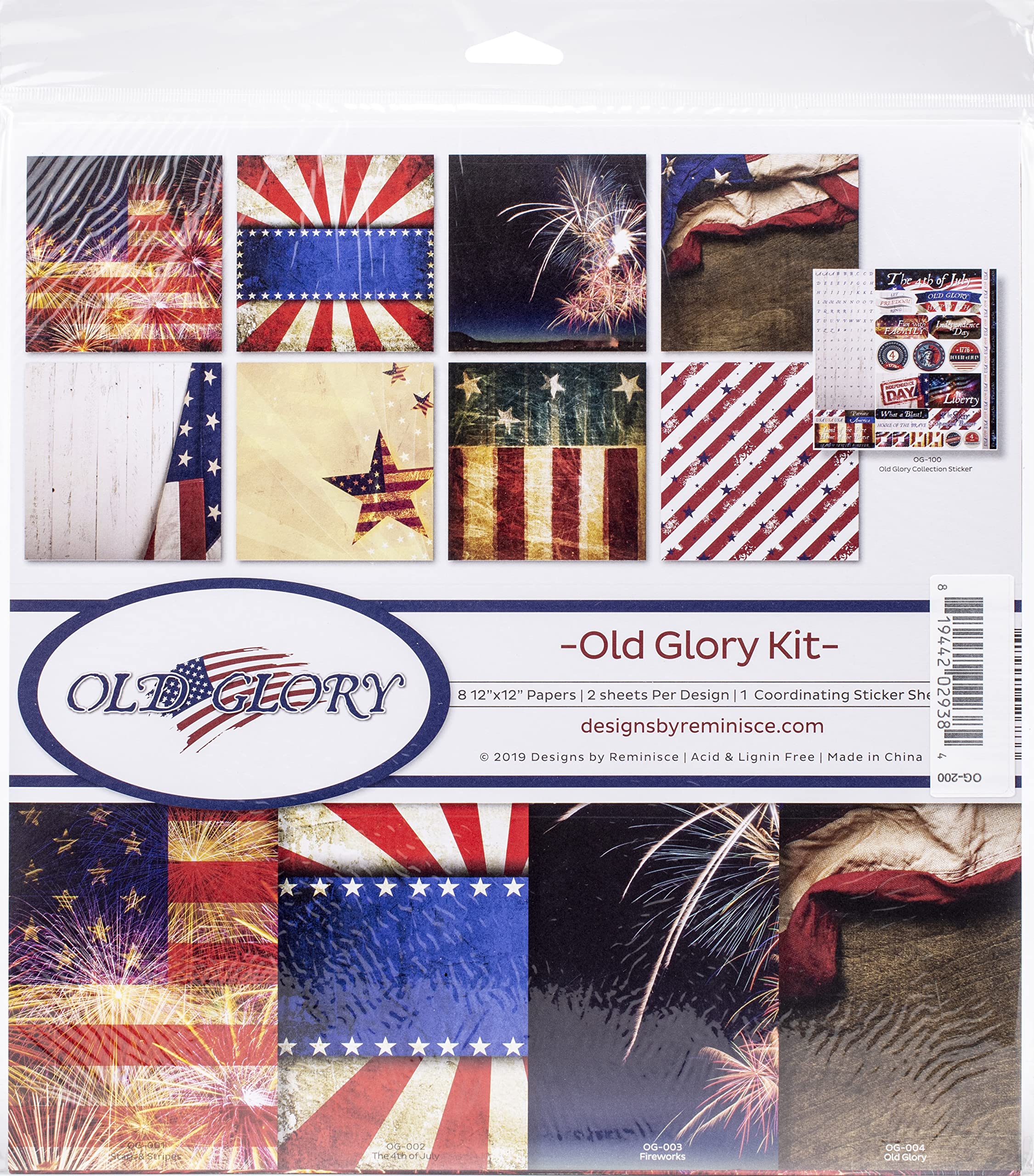 Reminisce Old Glory zestaw do scrapbookingu, paleta kolorów