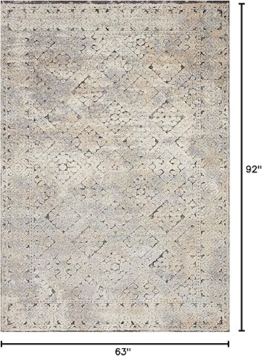 Miniatura 7 de Loloi Theory THY-03 - Alfombra oriental natural y gris, 2.8in x 7.1in