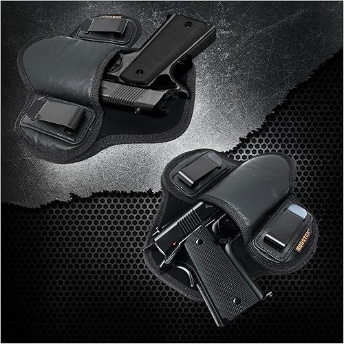 Miniatura 5 de Funda táctica para panqueques. Funda de piel 1911 de 4 y 5 pulgadas con riel. Interior de gamuza para protección. Funda interior de piel ecológica