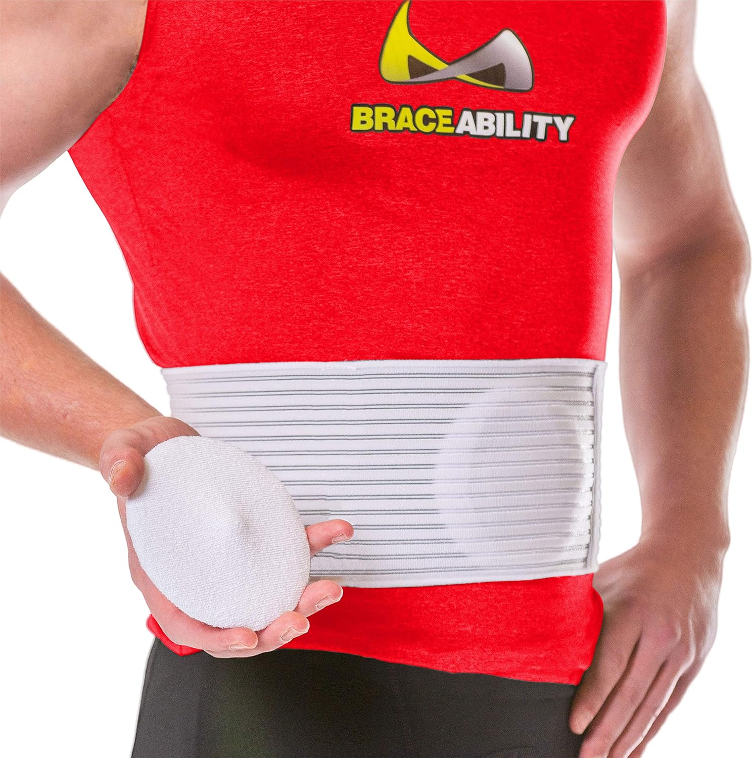 BraceAbility Hernia Belt for Men & Women | Stomach Truss Binder with Compression Support Pad