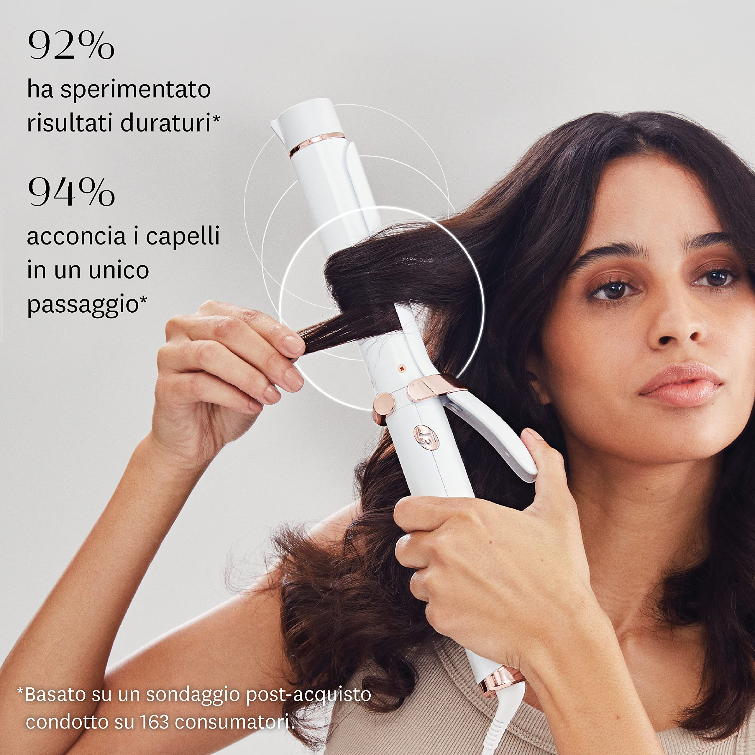 T3 SinglePass Curl Ferro arricciacapelli professionale, a canna lunga e con ferro per onde, impostazioni di calore regolabili per ricci definiti e onde splendenti