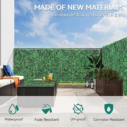 Miniatura 5 de YITAHOME 24 paneles de pared de césped artificial de 20 x 20 pulgadas, paneles de pared de seto de boj de césped artificial, valla de privacidad con