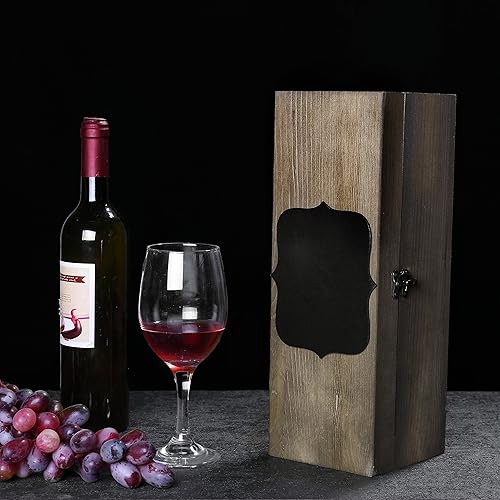 Miniatura 9 de MyGift Caja de regalo de botella de vino de madera maciza lavada de color blanco desgastado con tapa con pestillo, funda decorativa de