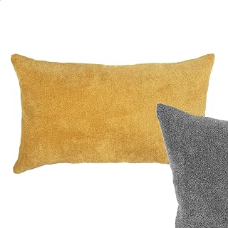 Cushoo Reversible Lumbar Cushion Cover in Mustard Yellow & Dark Grey, Two Tone Oblong Rectangular Scatter Pillow Case for Sofa, 16x24 inches, 40x62 cm