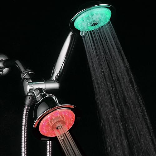 Miniatura 4 de Luminex de PowerSpa combo de cabezal para regadera con tecnología de boquilla a presión turbo Air Jet LED, en 7 colores, con 24 ajustes 7 vibrantes