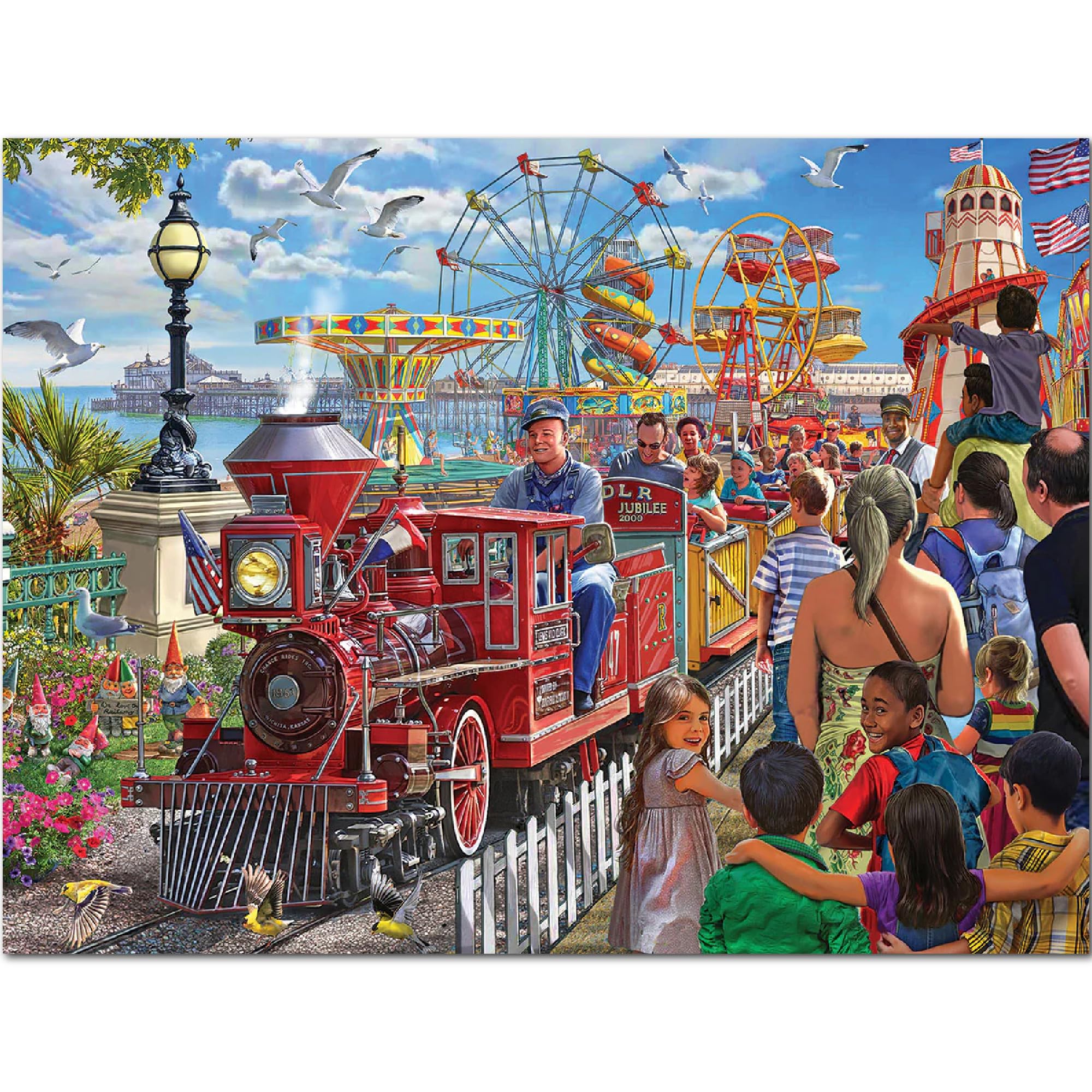 White Mountain Puzzles - Seaside Railroad - 500 Piece Jigsaw Puzzle for Adults & Kids - Fun Family Activity - 18"x24