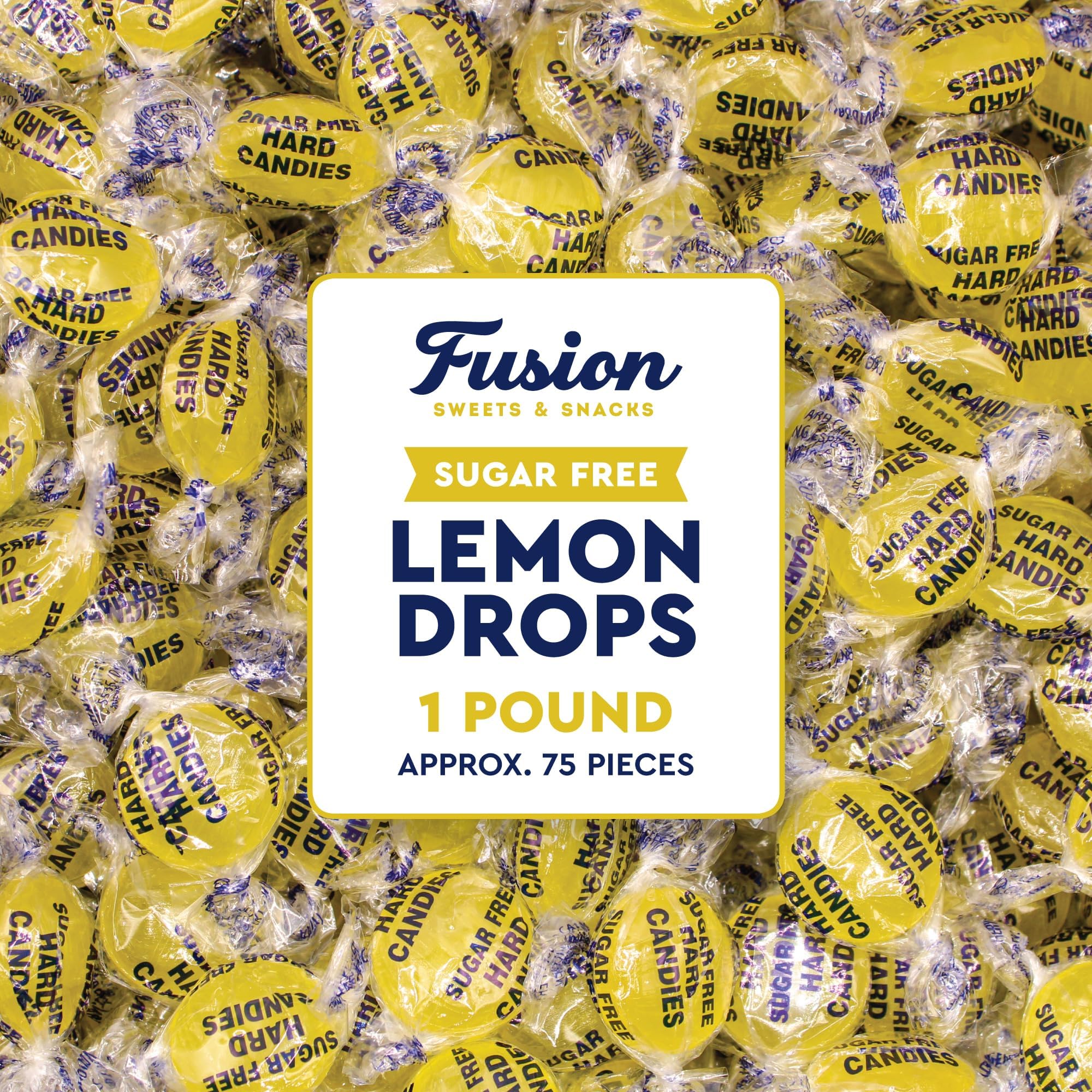 Sugar Free Lemon Drops Hard Candy, Individually Wrapped Discs, 1lb