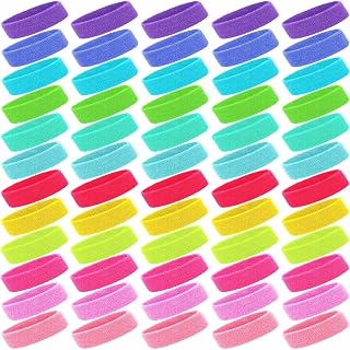 60 Pack Bulk Sports Headbands, Sweatbands for Men Women | Athletic Head Bands, Cotton Material, Moisture Wicking, for Women Men Running Yoga Basketball Gym Workout