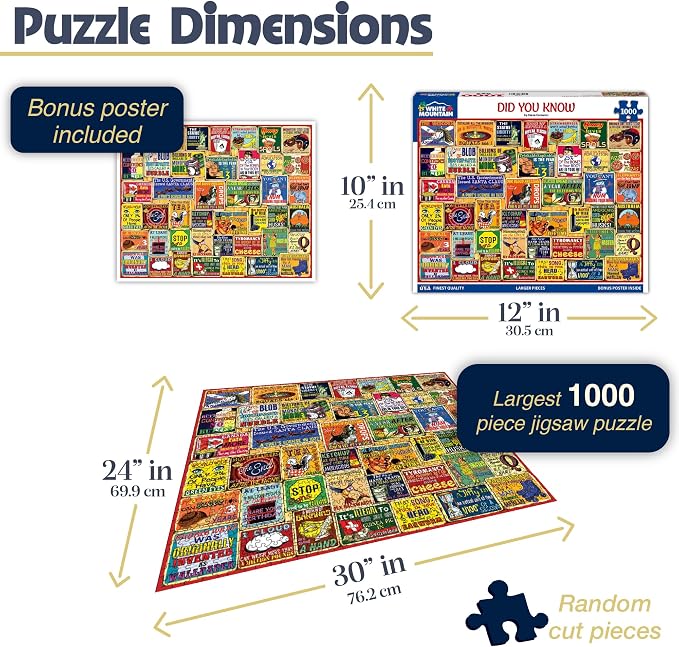 Rompecabezas de 1000 piezas vintage 24x30 pulgadas para adultos - Did You Know miniatura 3