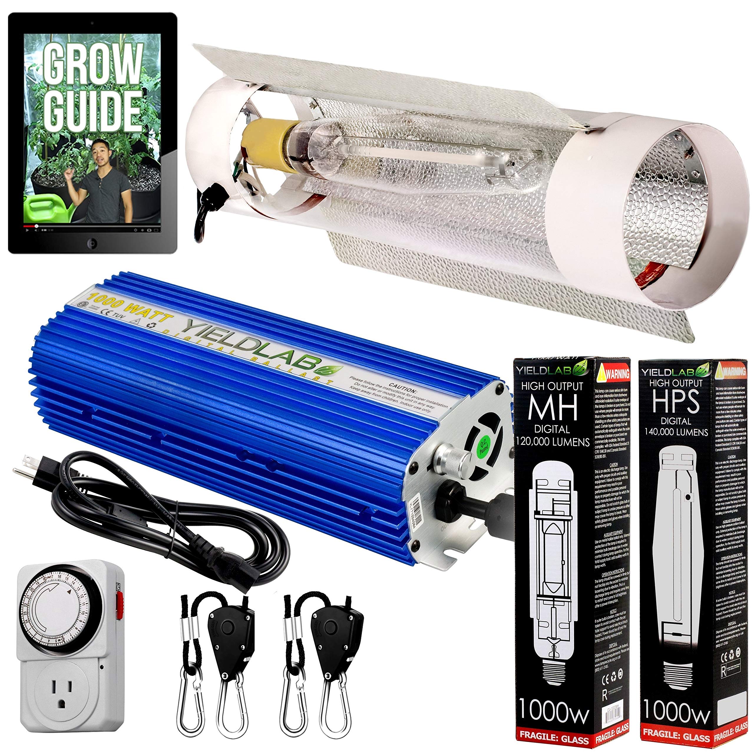 Buy Yield Lab 1000W HPS+MH Cool Tube Reflector Grow Light Kit Online at