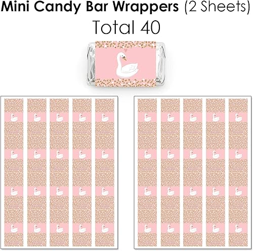 Miniatura 3 de Big Dot of Happiness Swan Soiree - Mini envoltorios de barra de caramelo, calcomanías redondas y circulares - Kit de calcomanías de caramelo de