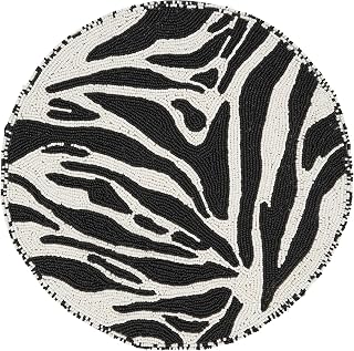 Saro Lifestyle Wild Stripes Beaded Zebra Placemat (Set of 4), Black/White, 14"