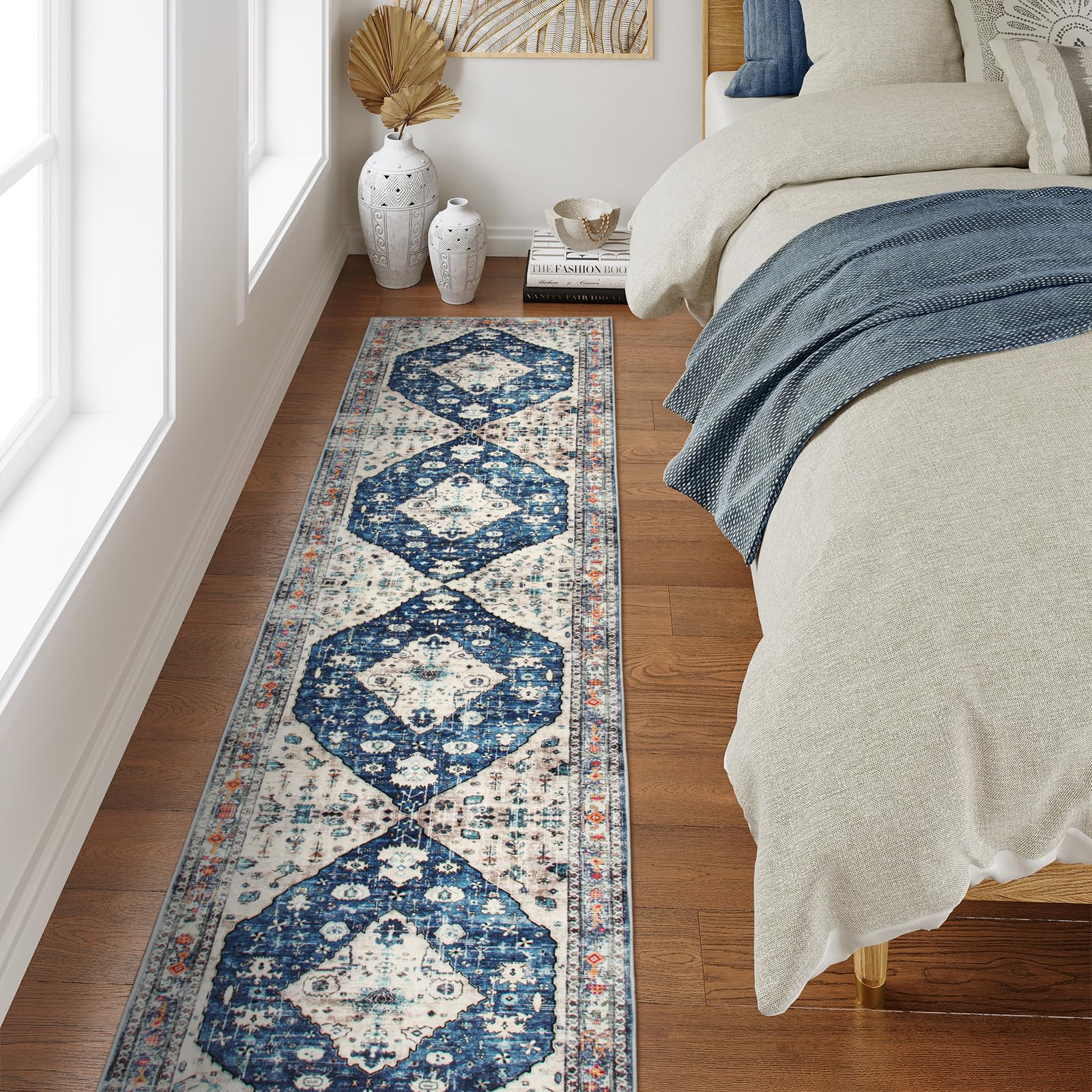 Lahome Washable Rugs 8x10 Pink Rugs for Bedroom Girls, Boho Tribal Nursery Living Room Area Rug, Vintage Large Soft Non Slip Indoor Carpet for Dorm Classroom Kids Room (8x10ft,Pink)