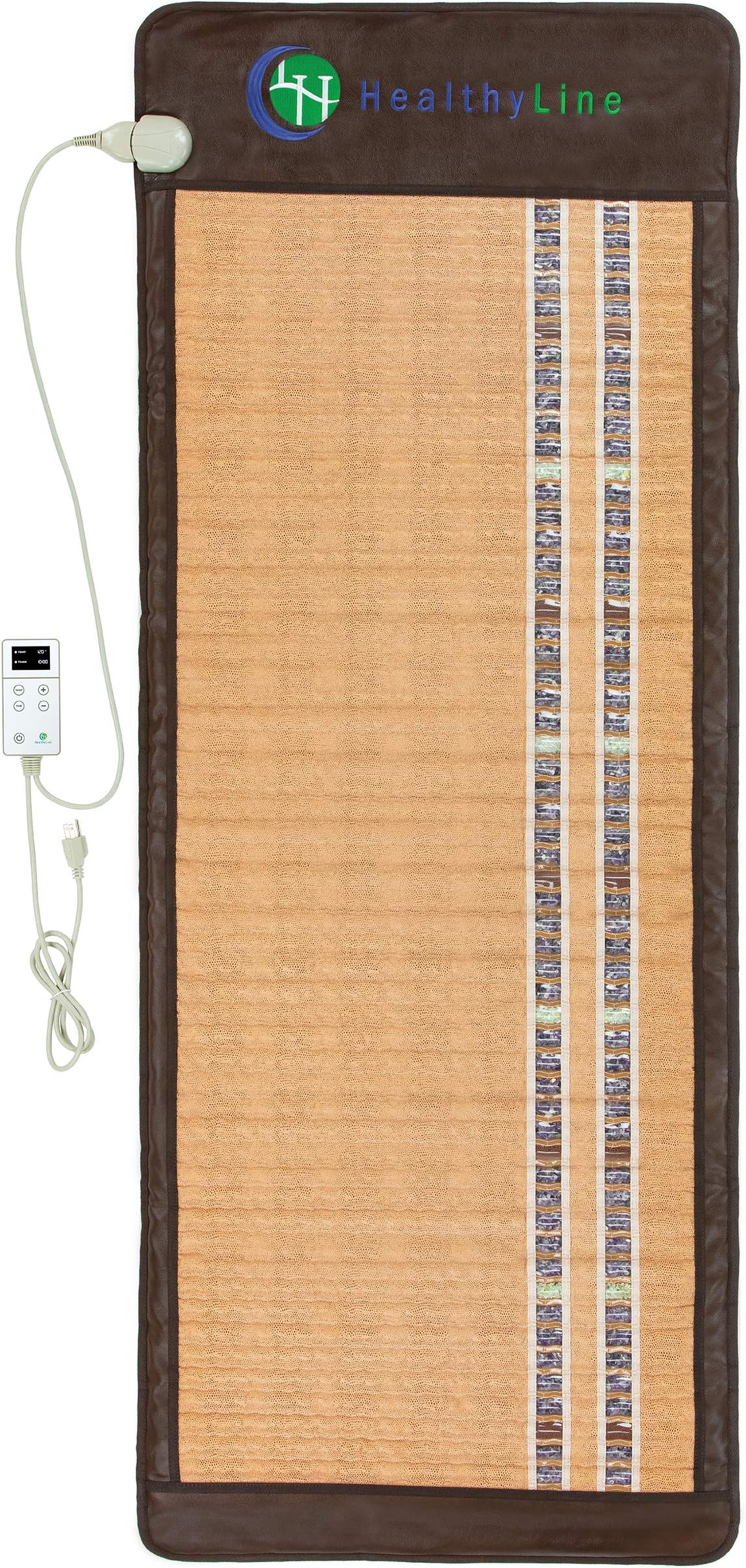 FSA/HSA Eligible Infrared Heating Pad – Extra-Large Heated Mat with Natural Amethyst, Jade & Tourmaline Stones – Pain Relief, Negative Ions, Grounding, Sauna Therapy – 74x28 Inches