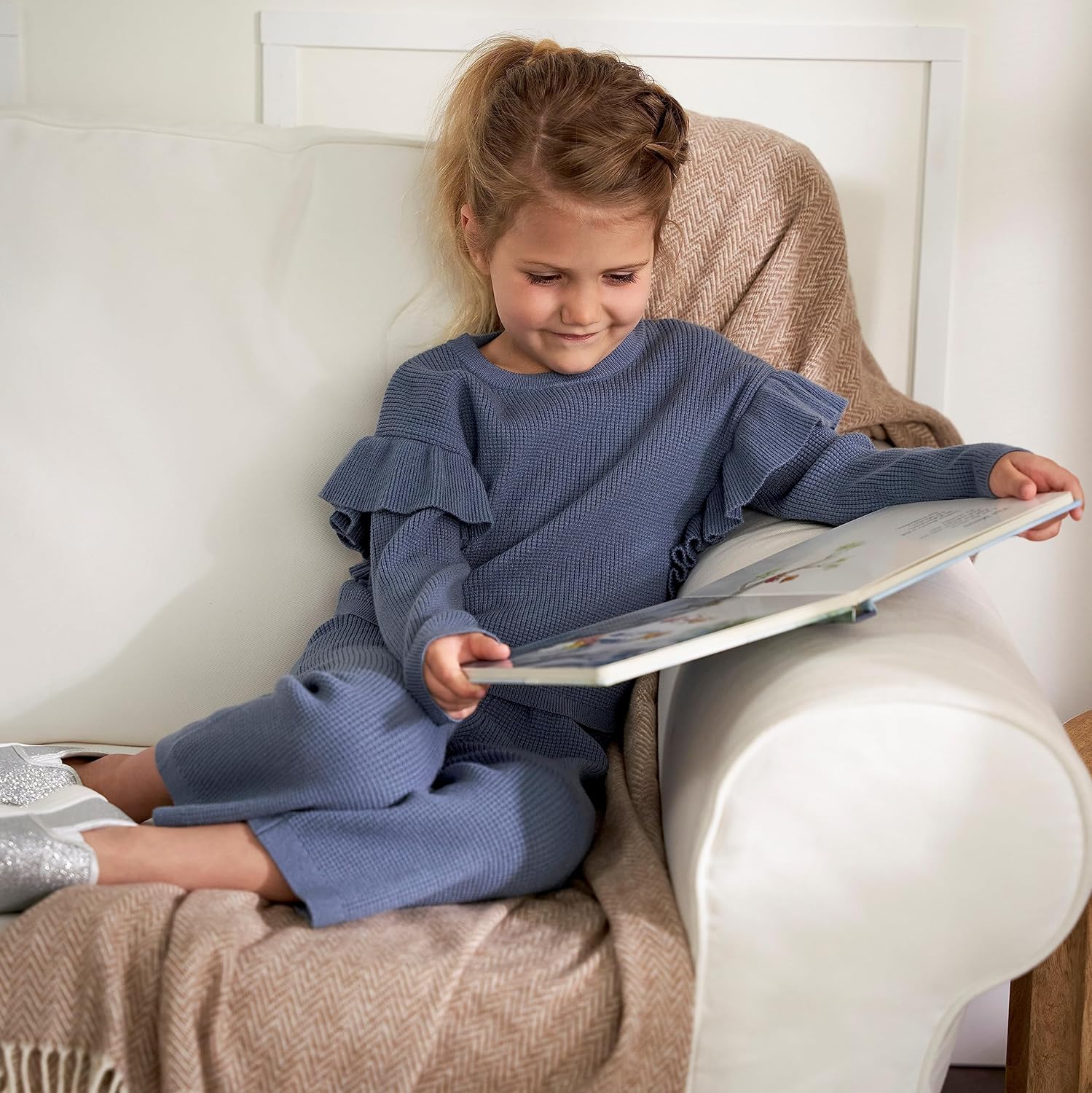 Gerber Baby Girls Toddler Sweater Knit Top and Cropped Pant Set - Image 6