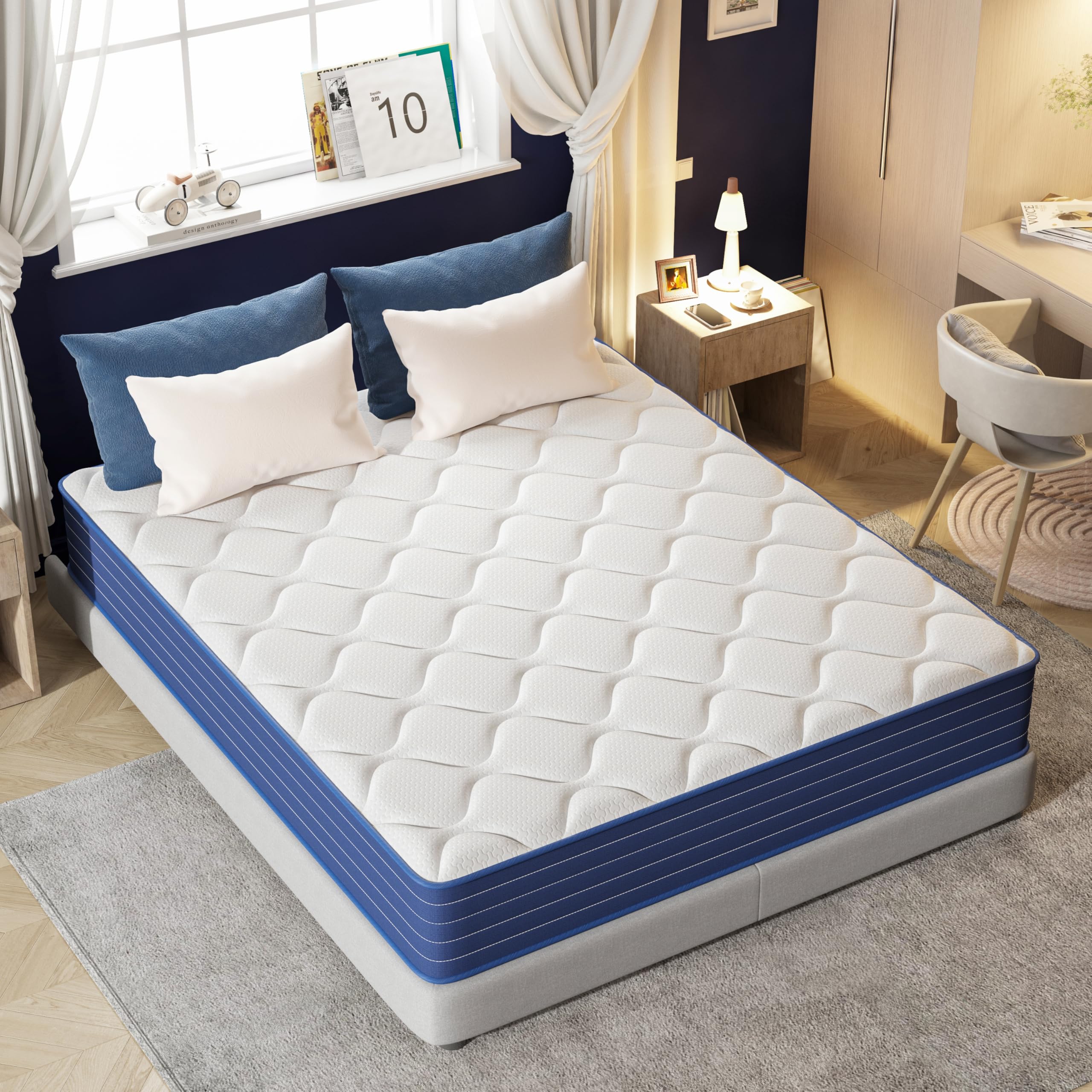 PurrJoys Materasso 160 x 200 cm, altezza 25 cm, nucleo a molle insacchettate H3 & H4, 7 zone, traspirante, certificato Oeko-TEX, per chi dorme sul fianco e schiena