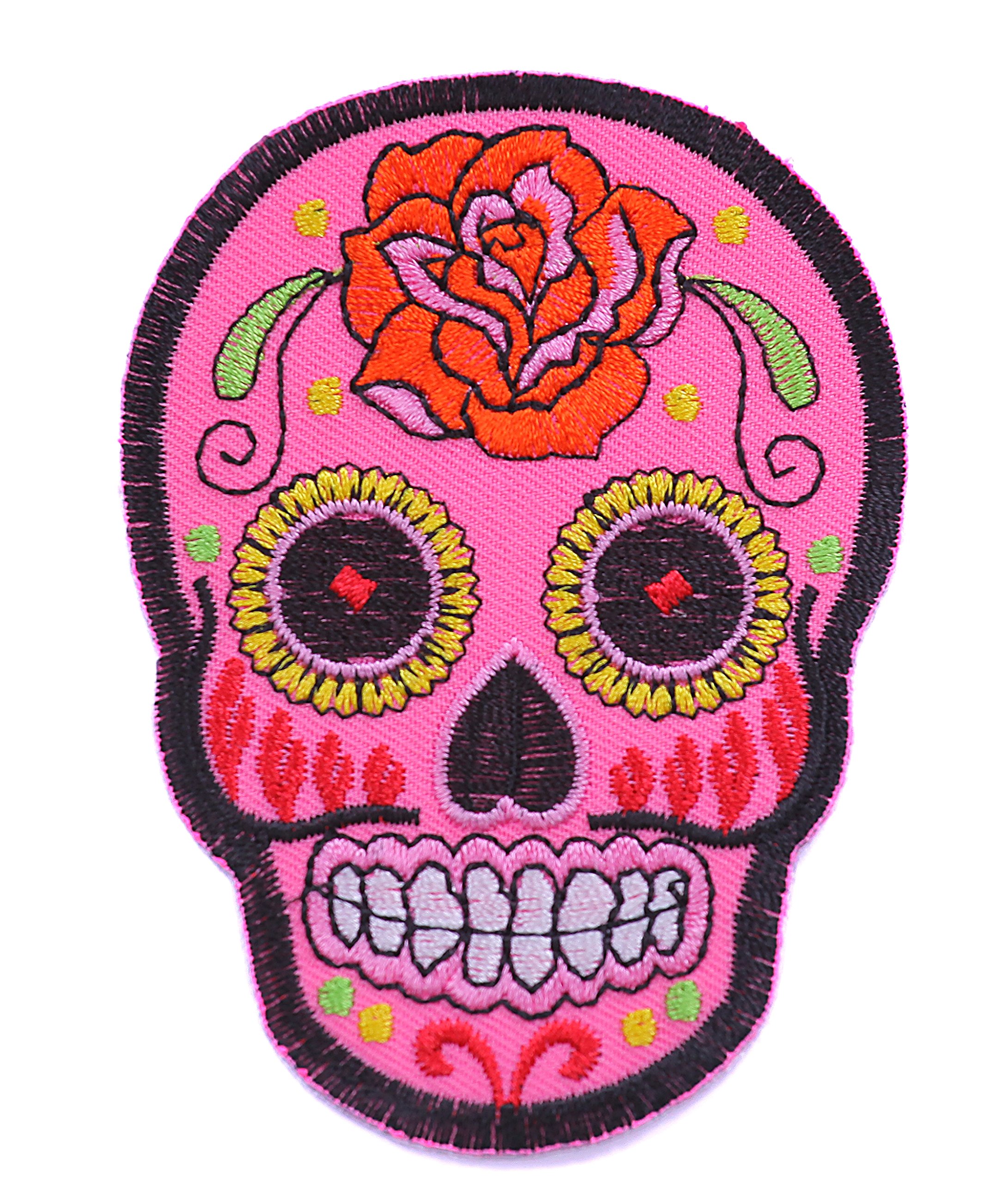 Set Di 7 Toppe Termoadesive Sugar Skull, Teschi Messicani Per Abiti, Giacche E Halloween, 5.2x7.1 Cm