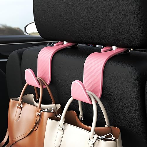 Miniatura 2 de Amooca - Gancho para reposacabezas de asiento de coche, 4 unidades, organizador de almacenamiento universal para bolso de mano, abrigo, tipo S a