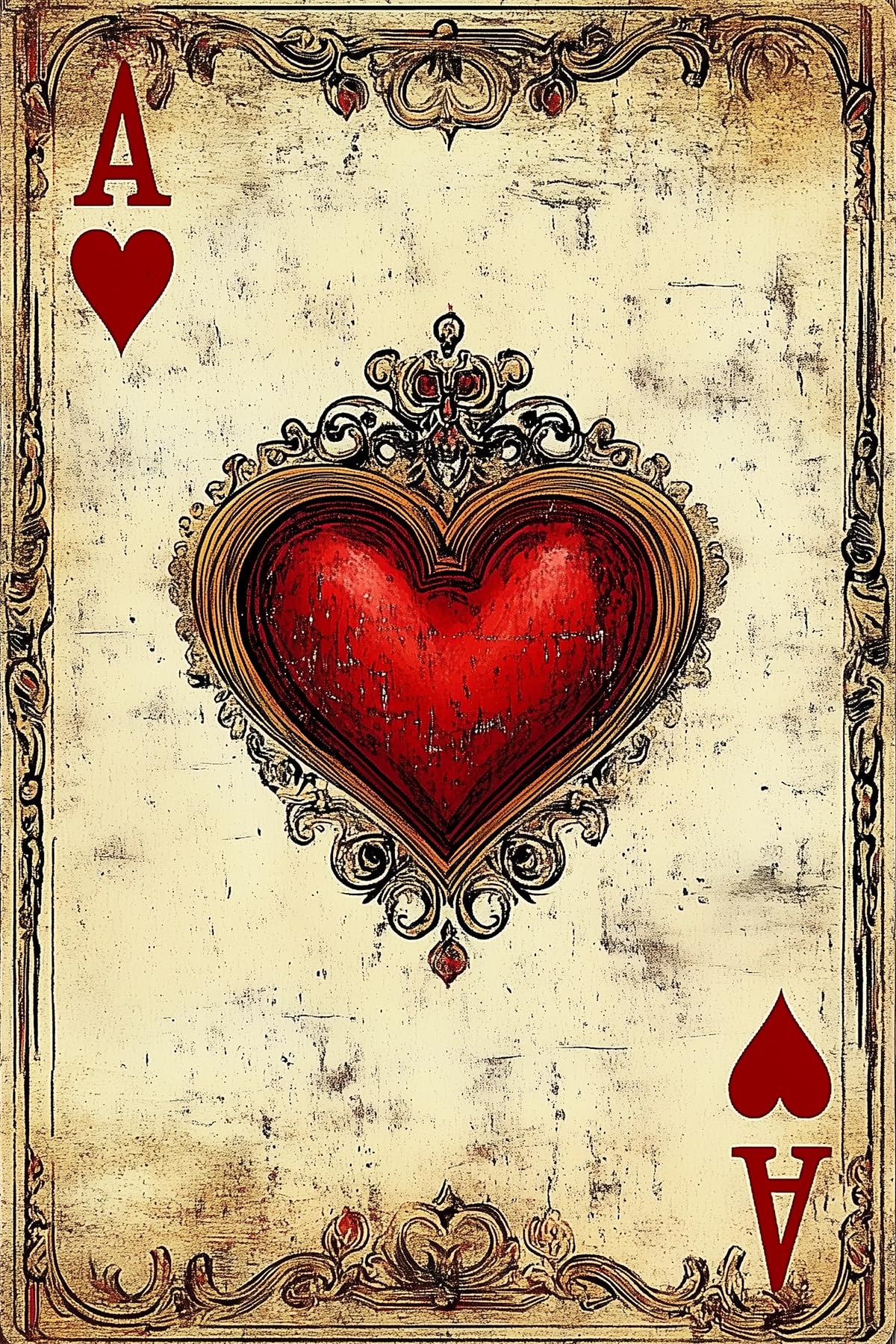 Scvgfdxzs Tin-08 Vintage Poker Metal Tin Signs Ace Of Hearts Sign Playing Card Sign For Man Cave Home Wall Decor 12X16 Inch