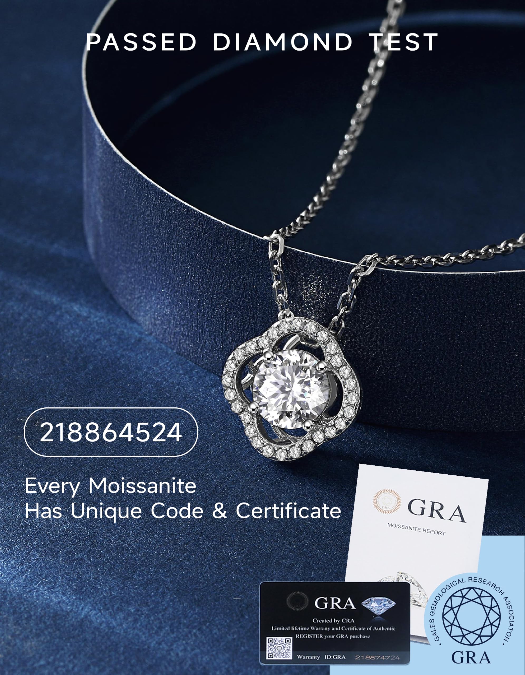MomentWish Punto Luce Collana, 1Ct Moissanite Diamanti Ciondolo Collana Donna Argento 925 con Certificato Gra Gioielli Regalo Festa della Mamma Donna Compleanno