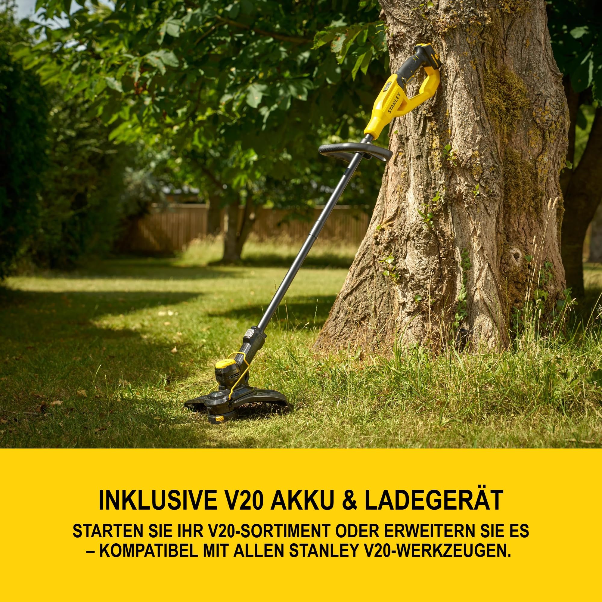 Stanley V20 Akku-Rasentrimmer, mitKantenschutz, inklusive Akku und Ladegerät, 18V,STCST933M1-QW