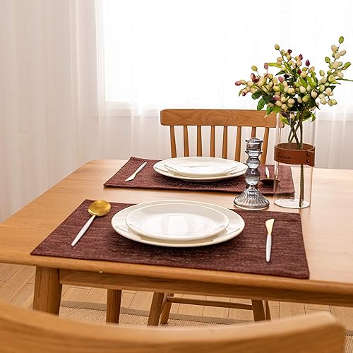 Miniatura 3 de Manteles individuales de tela blanca para mesa de comedor, juego de 4 manteles individuales de lino texturizado vintage para pares de bufé, 13 x 19