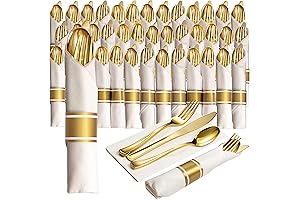 Party Essential: Prestee Gold Plastic Flatware Set