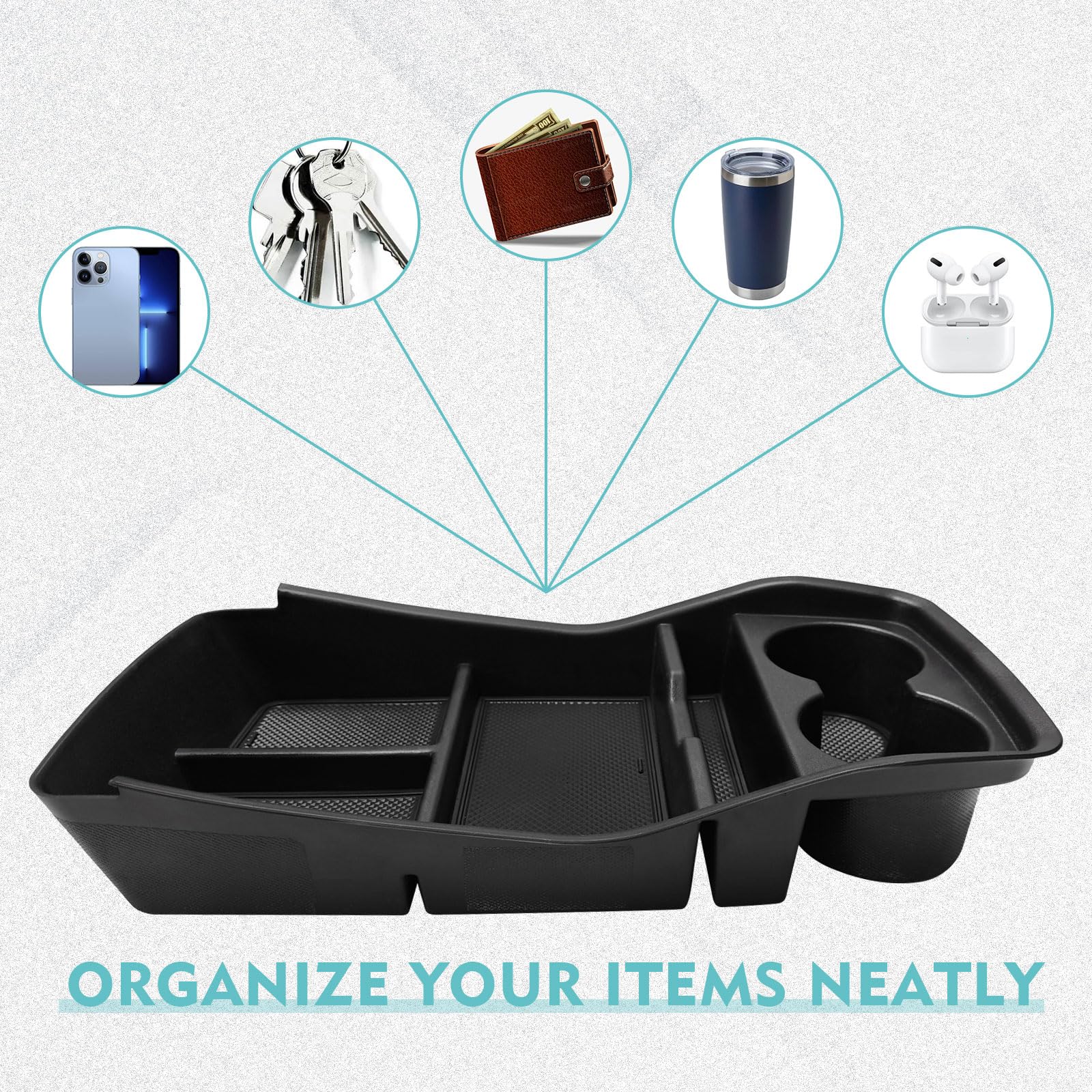 GAFAT Organizer Vassoio Per Console Centrale - Compatibile Con Kia EV9 2024 2025 2026 - Accessorio In ABS Per GT-Line, AWD, RWD - 4