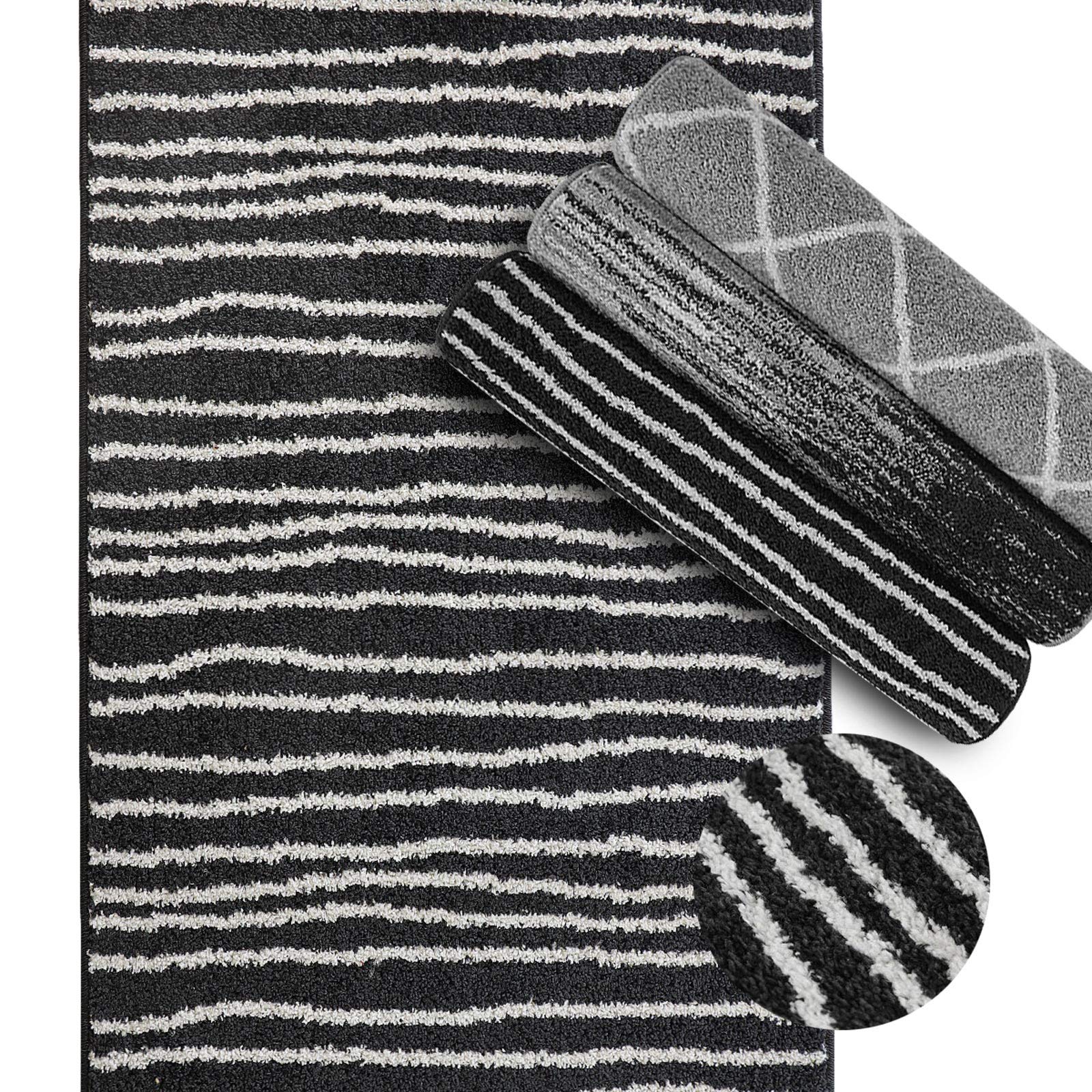 Tapis | Tapis de sol ou de couloir | Disponible en 3 designs et de nombreuses tailles | Poils doux à motifs | pour couloir, bureau ou salon | Tissé (133 x 250 cm, larache)