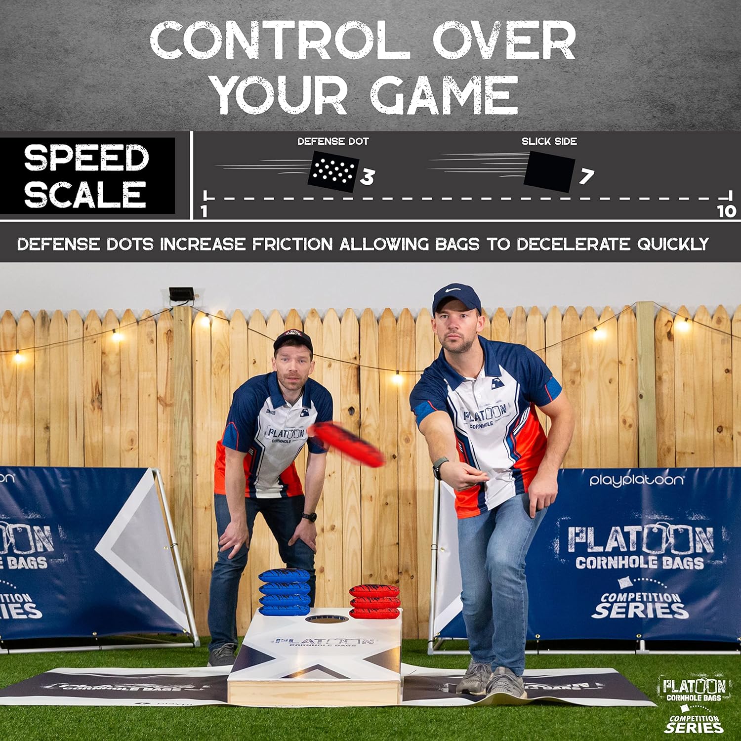 Play Platoon Set of 8 Punisher Red/Blue Competition Series Cornhole Bags & Duffel Carry Bag