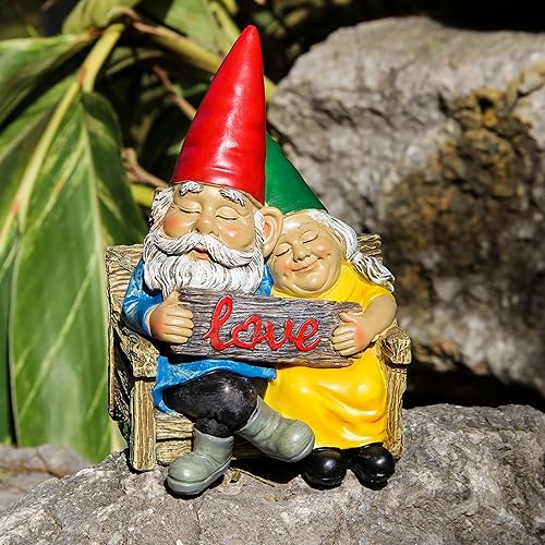 Miniatura 6 de Estatua de gnomo de jardín para decoración al aire libre, estatuilla de gnomos de pareja enamorada para patio, césped, jardín, decoración al aire