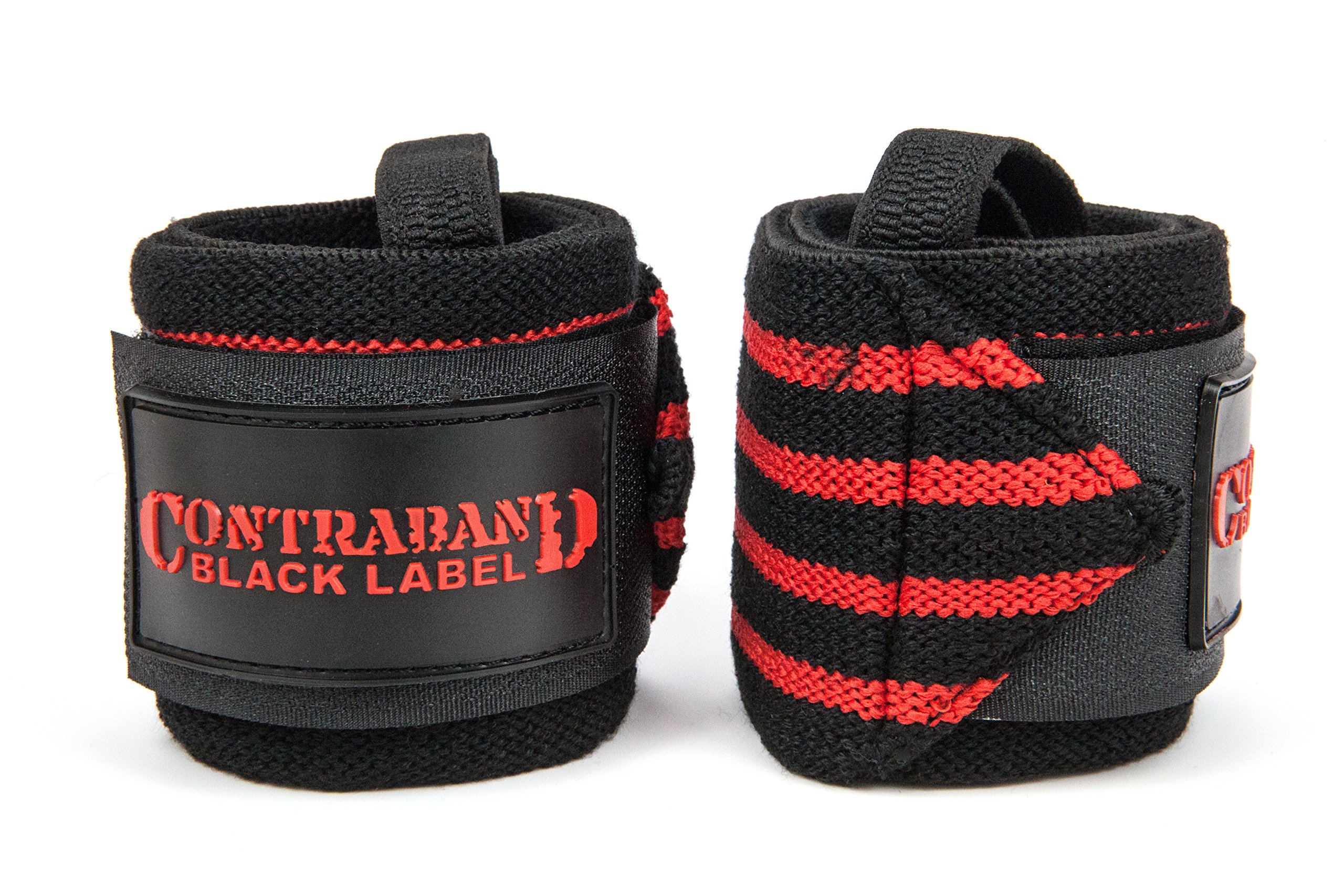 Contraband Black Label 1001 Weight Lifting Wrist Wraps w/Thumb Loops (PAIR) - Competition Grade Wrist Support USPA Approved for Powerlifting, Bodybuilding, Strongman