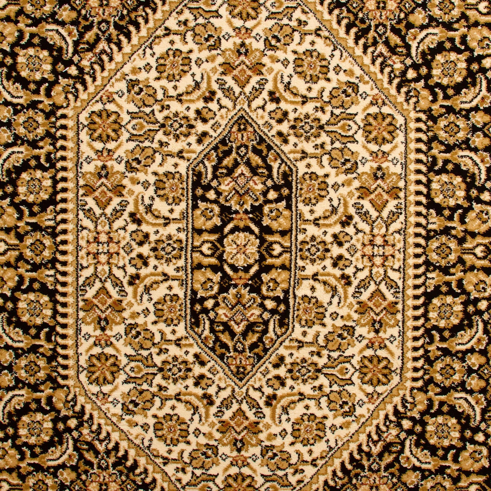 Steffensmeier Wohnzimmerteppich Classical Quality | Wohnzimmer | Beste Qualität | Orientalisch | Creme Schwarz Bidjar, Größe: 80x150 cm